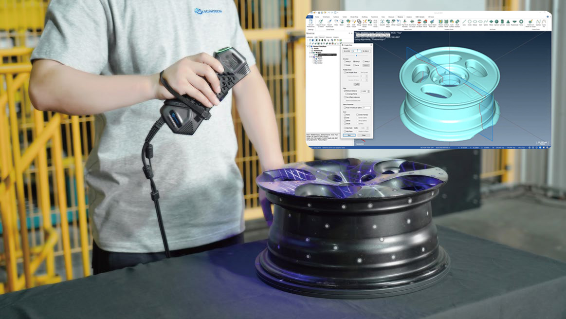 scanning a car wheel with scantech and verisurf