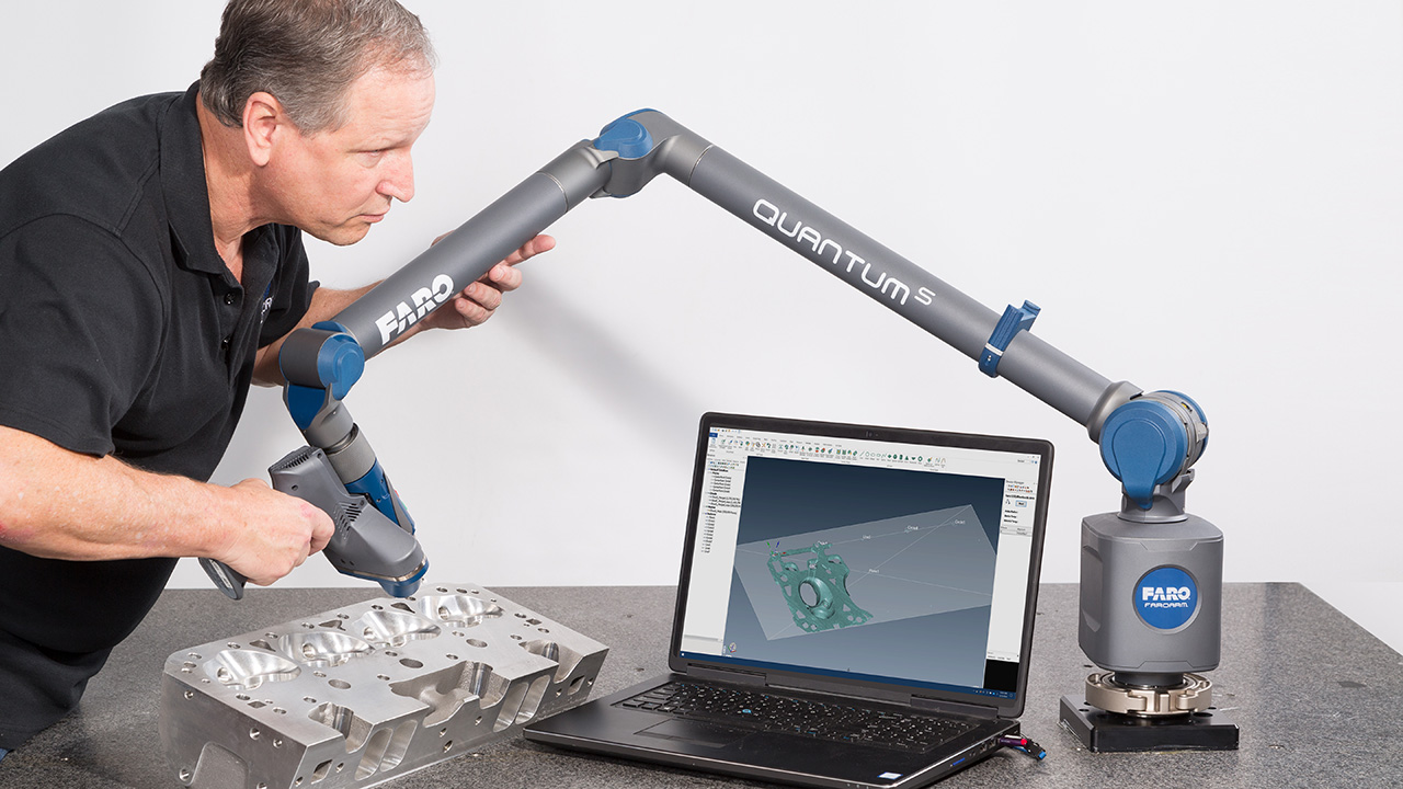 3D Scanning Reverse Engineering racing cylinder head with FARO scanarm