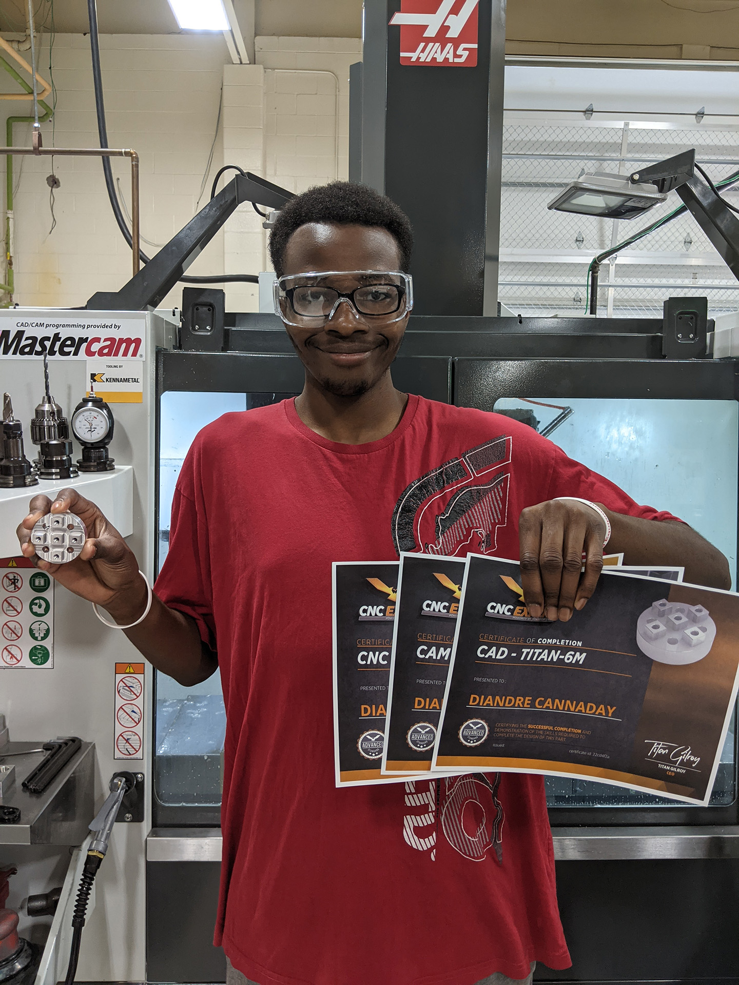 Under the Van Buren Tech Advanced Manufacturing program, students can complete all ten of the Titans of CNC Building Blocks series, earning industry-recognized certifications.