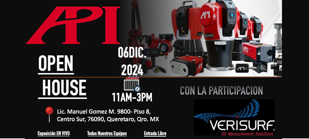 api open house graphic with logo and laser trackers and verisurf logo